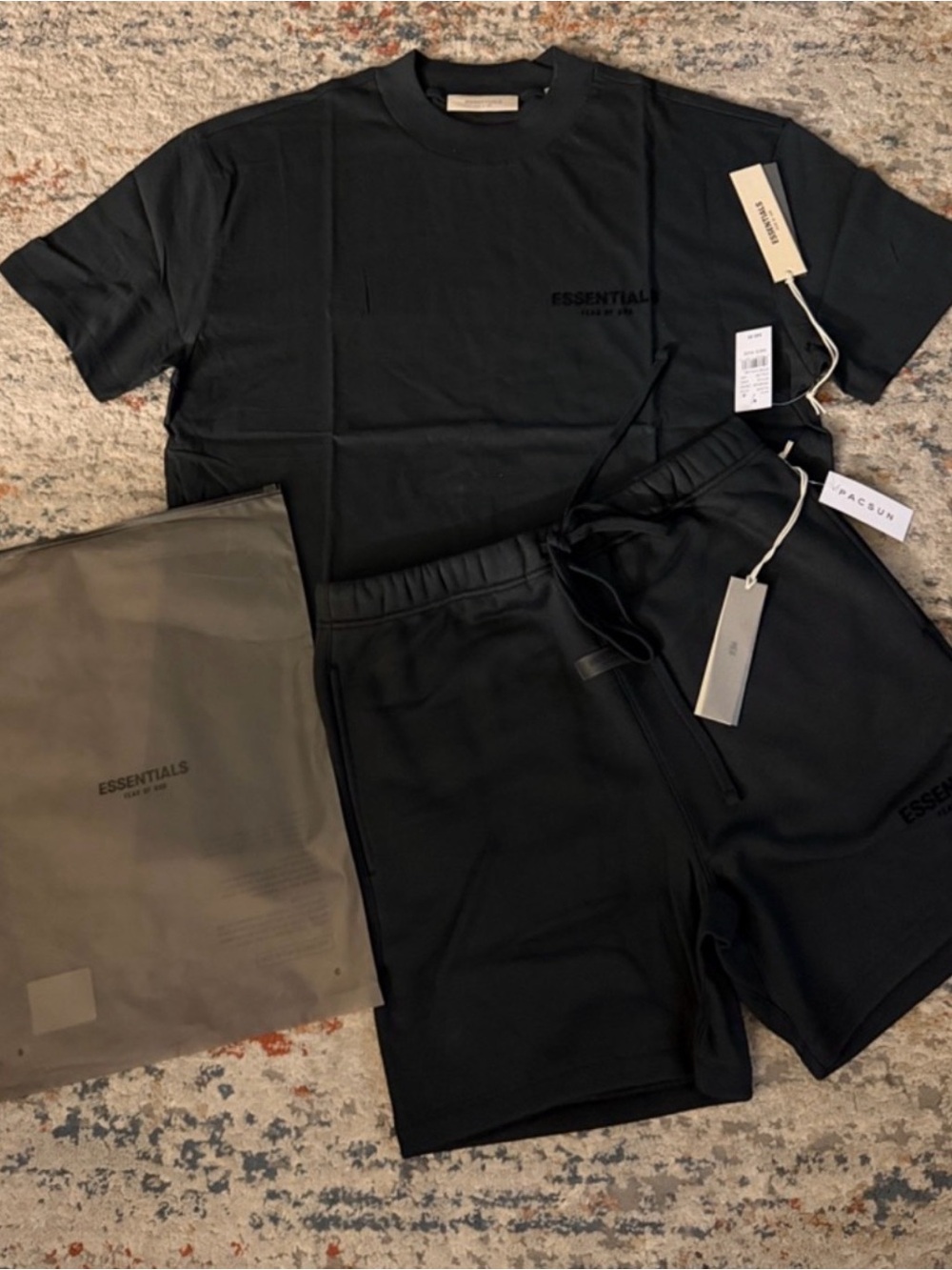 ESSENTIALS Men’s Black SHORT + T-shirt SET